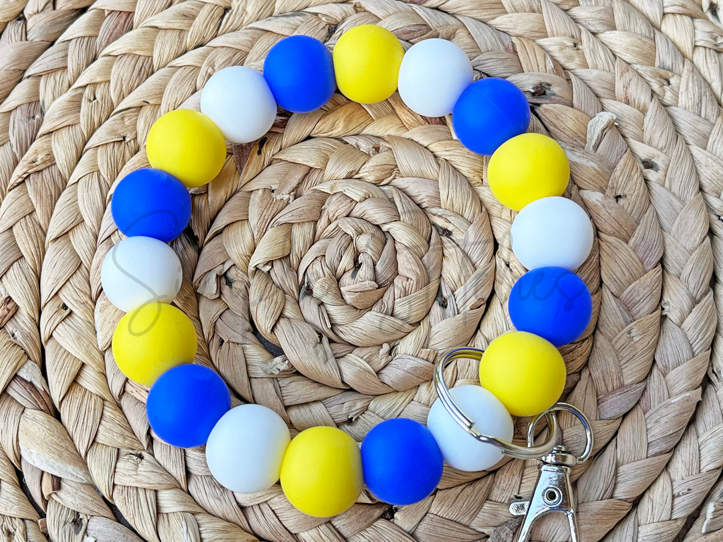 Blue, Yellow, & White Wristlet Keychain