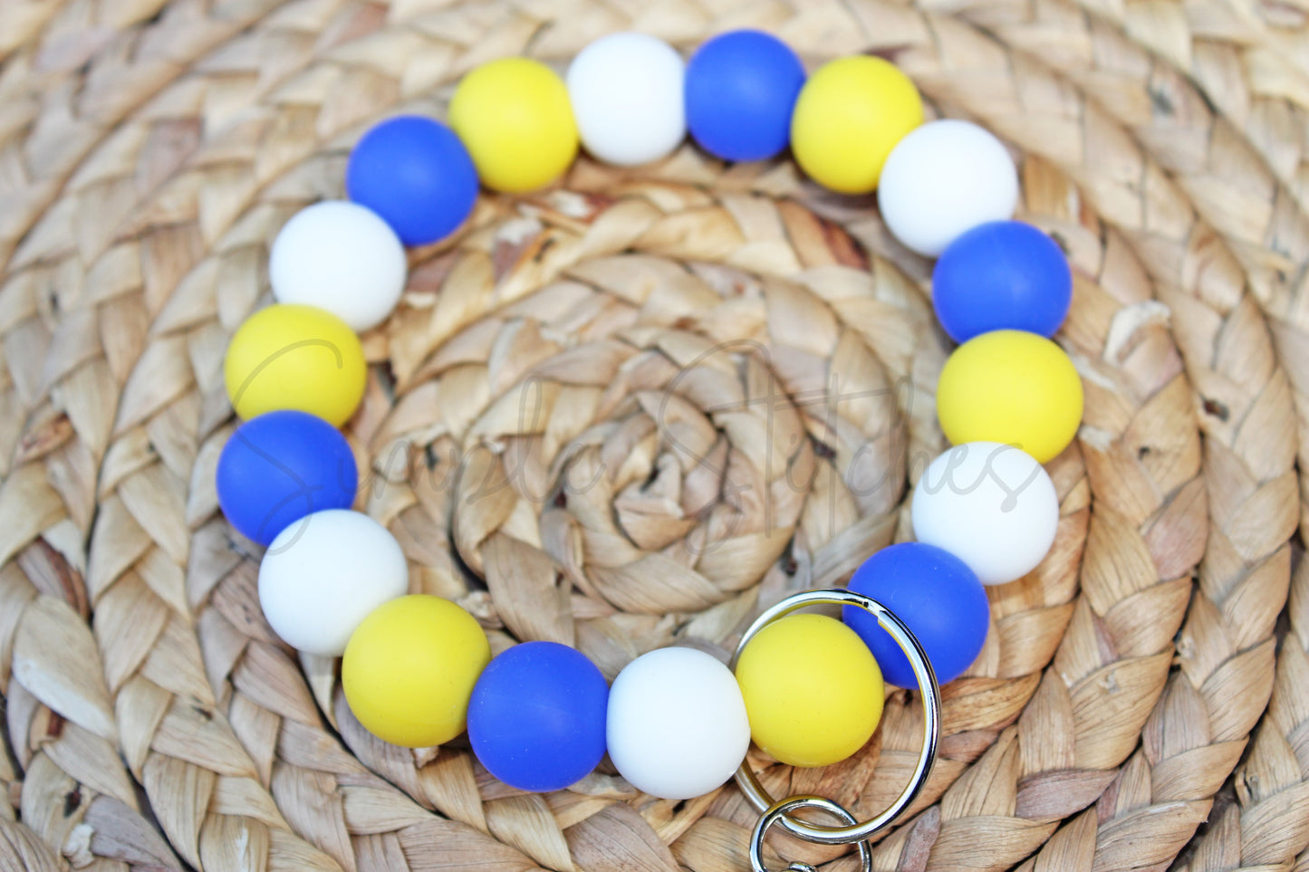 Blue, Yellow, & White Wristlet Keychain